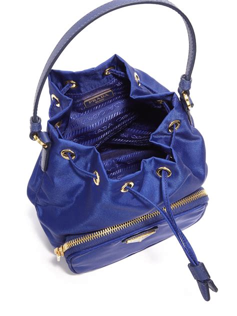 prada bag blue nylon|prada nylon drawstring bag.